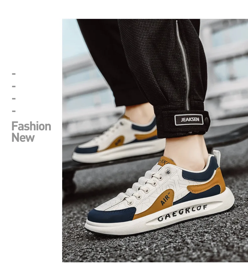 Leather Men Shoes Slip-On Men Sneakers Outdoor Casual Shoes for Man Comfortable Sports Shoes Vulcanized Sneakers Tenis Masculino