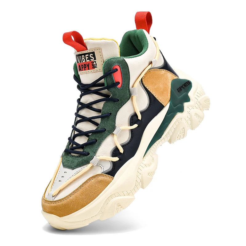 Alternative view of Men Run Sneakers Lace up Walking High Top Basketball  Supportive Sports Road Running Shoes Youth Student Casual Cricket Shoe