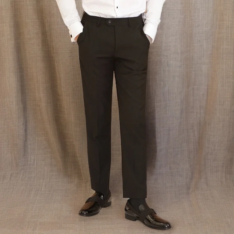 Alternative view of Satin Stripe Suit Pants for Wedding Party One Piece Slim Fit Black Formal Male Trousers Official Business Fashion