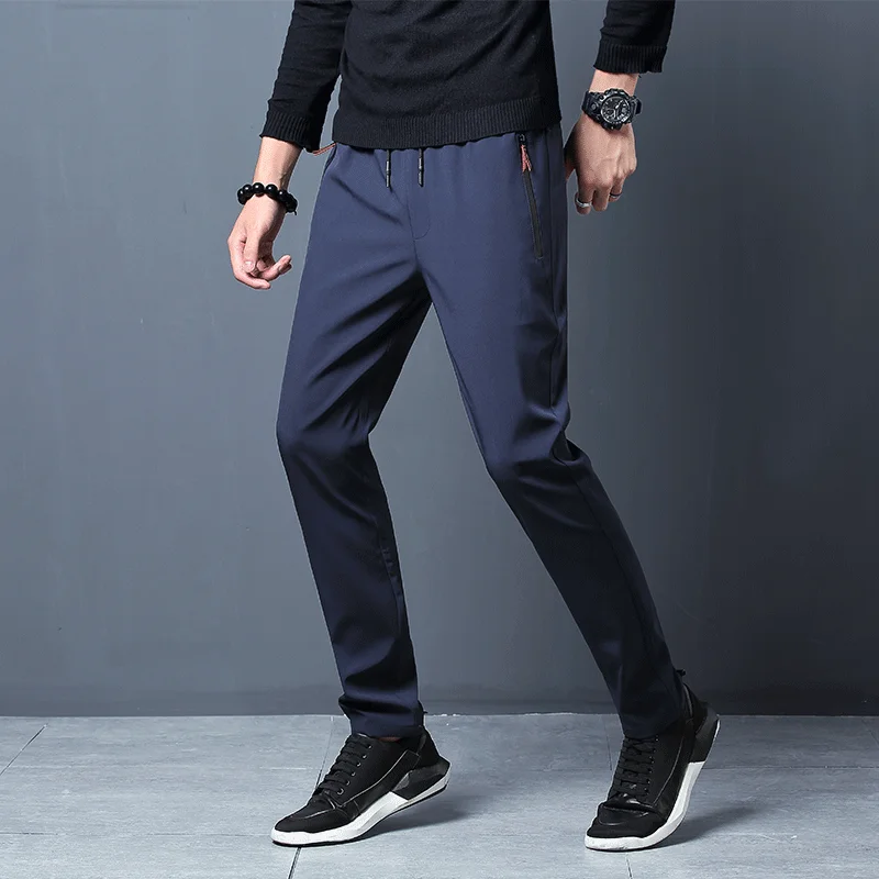 Alternative view of 2024 New Men'S Korean Fashion Casual Summer Thin Quick Drying Ice Silk Straight Pants Loose Sports 9-Point Trousers Boy