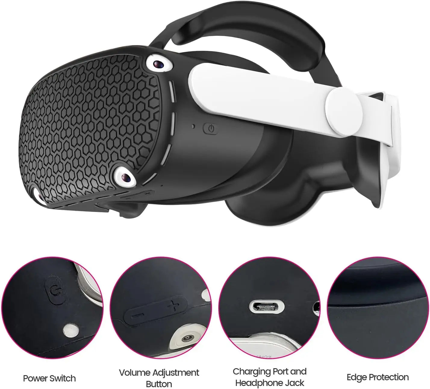 Alternative view of Silicone Protective Cover Shell Case For Oculus Quest 2 VR Headset Head Face Cover Eye Pad Handle Grip Button Cap VR Accessories