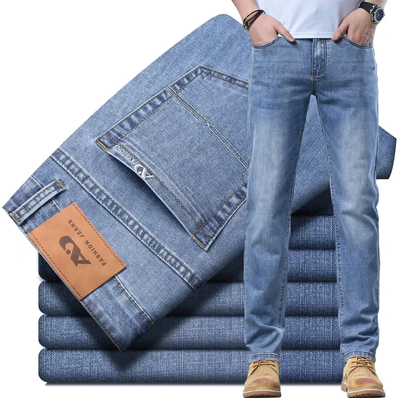 2024  Thin for summer Materail  Men's Luxury Classic Style Men Jeans Business  Stretch Denim Male Trousers