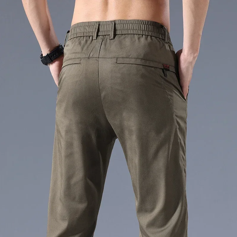 Alternative view of Men's Slim Fit Pants 2023 Summer New Youth Business Casual Pants Thin Ice Silk Classic Office New Brand Pants
