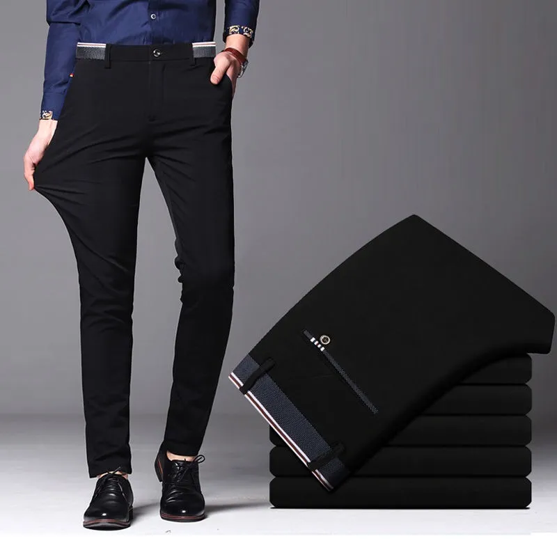 2024 Men's Spring Autumn Fashion Business Casual Long Pants Suit Pants Male Elastic Straight Formal Trousers Plus Big Size 28-40