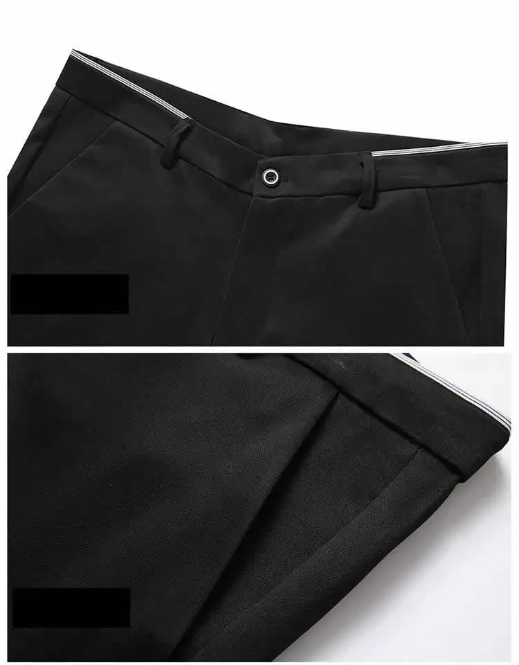 Suit Pants for Men Fashion Elegant Male Dress Pants Solid Color Straight Long Trousers Man Slim Fit Formal Trousers Black