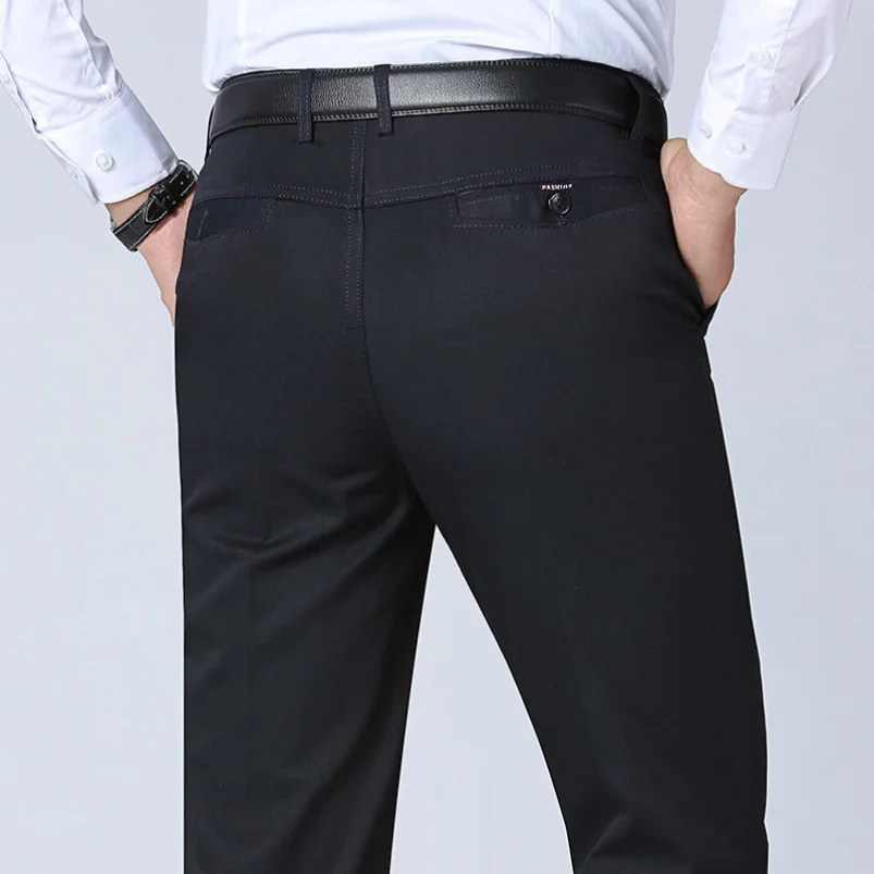 Alternative view of Summer Thin Pants Men's 100% Cotton Autumn Thick Trousers Fashion Brand Cargo Pants Smart Casual Solid Khaki Gray Suit Pant