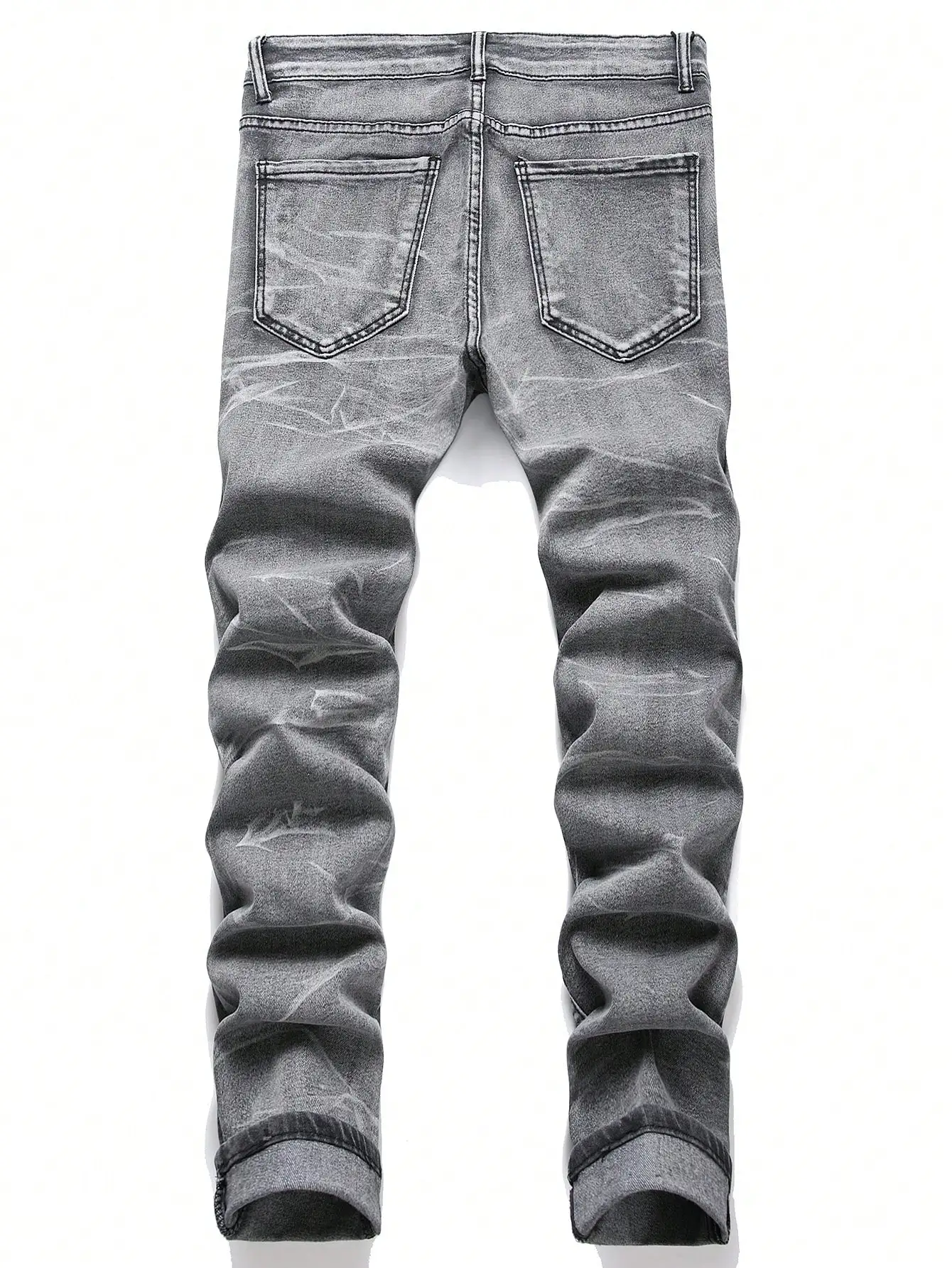 Men‘s Stretchy Denim Jeans Streetwear Tearing Patchwork Holes Ripped Denim Elastic Waist Casual Pants Slim fit Straight Trousers Men‘s Stretchy Denim Jeans Streetwear Tearing Patchwork Holes Ripped Denim Elastic Waist Casual Pants Slim fit Straight Trousers