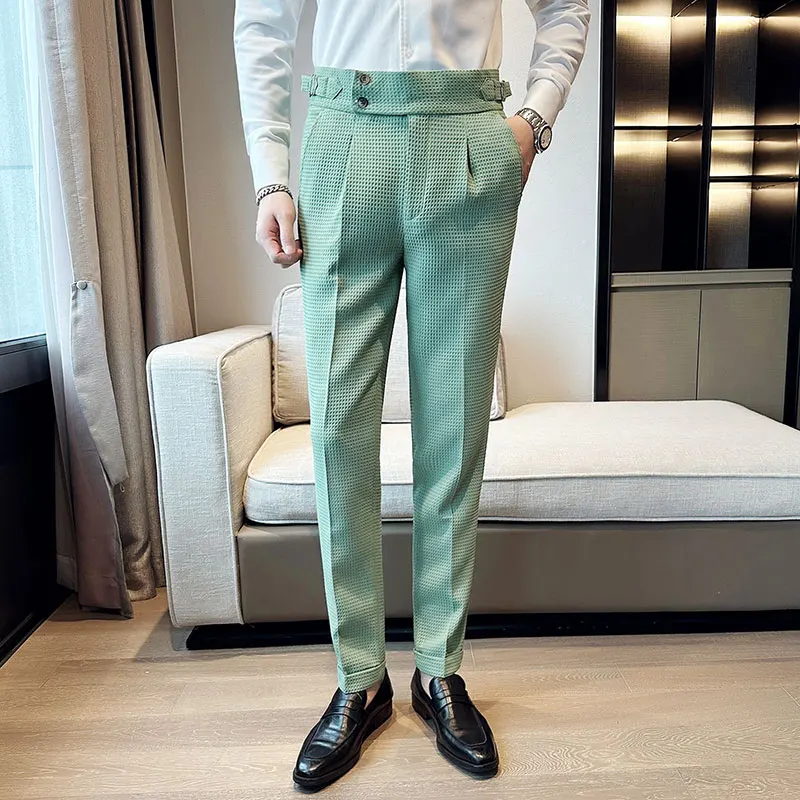 Alternative view of High Waisted Suit Pants for Men 2024 New Solid Color Formal Pantalones Hombre Casual Slim Fit Dress Pants Trousers Men Clothing