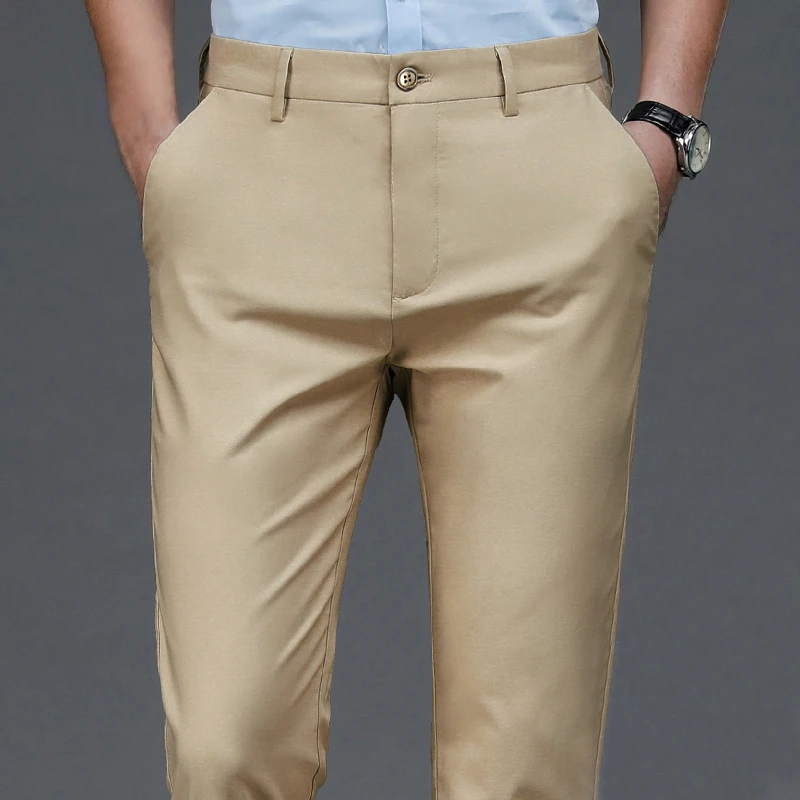 Alternative view of Male Pants Stretch Solid Black Smart Casual Men's Trousers Office Quick Dry Suit Pants New Spring Autumn Korean Straight Pants