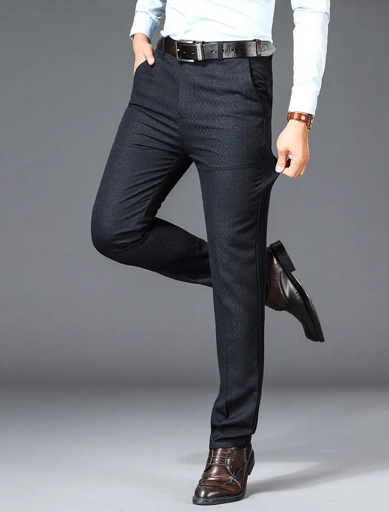 New Business Casual Suit Pants Men Solid High Waist Straight Office Formal Trousers Mens Classic Style Suit Long Pants Plus Size