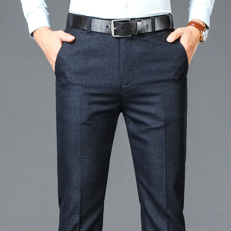 Alternative view of New Business Casual Suit Pants Men Solid High Waist Straight Office Formal Trousers Mens Classic Style Suit Long Pants Plus Size