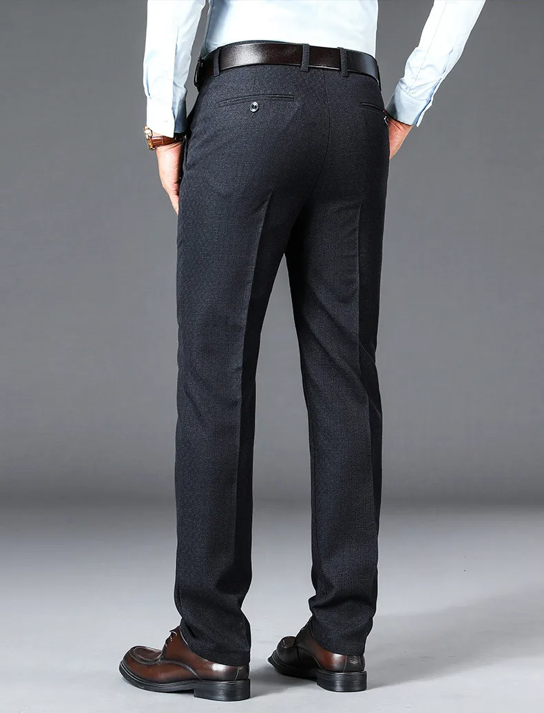 New Business Casual Suit Pants Men Solid High Waist Straight Office Formal Trousers Mens Classic Style Suit Long Pants Plus Size