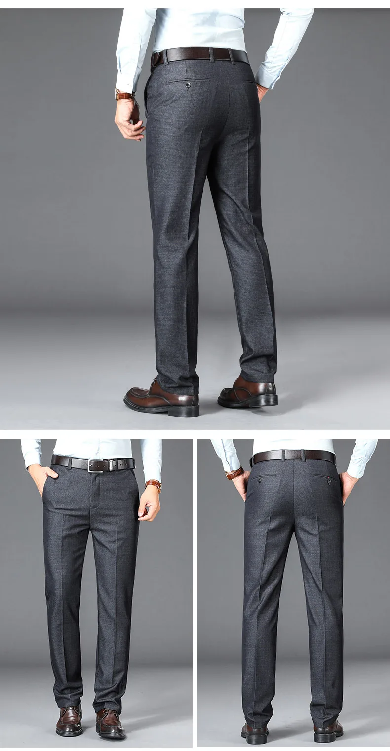 New Business Casual Suit Pants Men Solid High Waist Straight Office Formal Trousers Mens Classic Style Suit Long Pants Plus Size