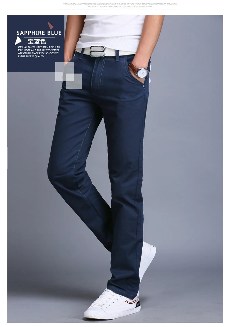 2023 Spring autumn New Casual Pants Men Cotton Slim Fit Chinos Fashion Trousers Male Brand Clothing 9 colors Plus Size 28-38