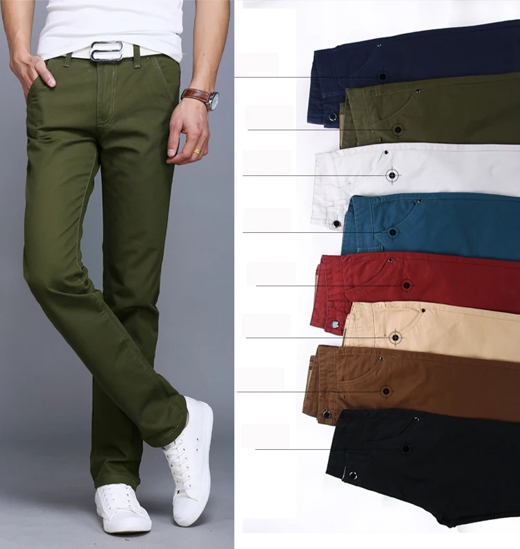 2023 Spring autumn New Casual Pants Men Cotton Slim Fit Chinos Fashion Trousers Male Brand Clothing 9 colors Plus Size 28-38