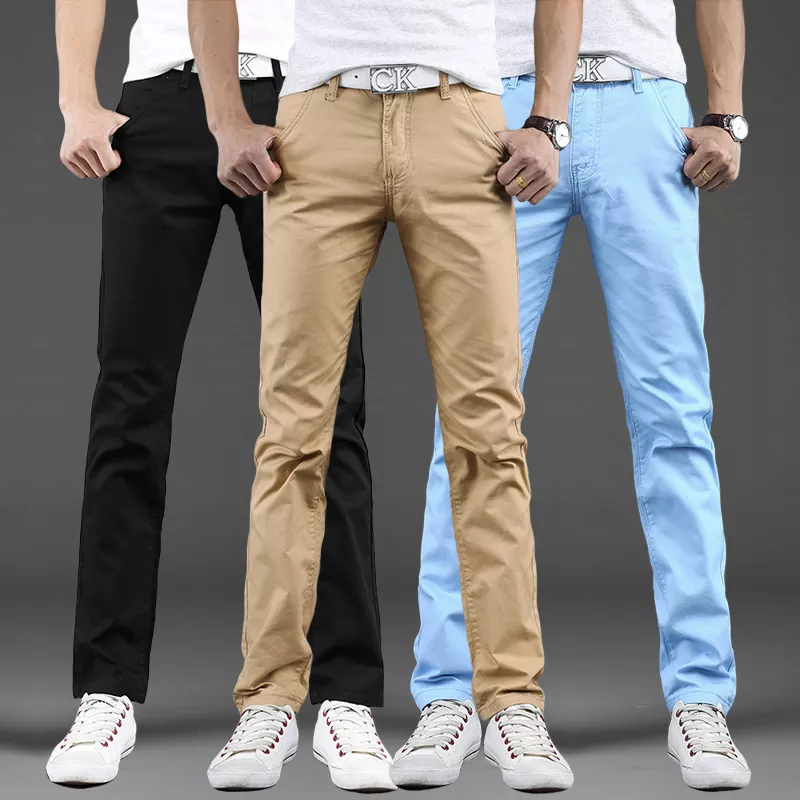 2023 Spring autumn New Casual Pants Men Cotton Slim Fit Chinos Fashion Trousers Male Brand Clothing 9 colors Plus Size 28-38