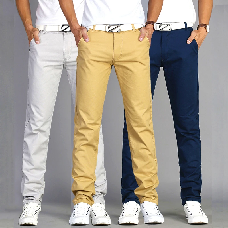 2023 Spring autumn New Casual Pants Men Cotton Slim Fit Chinos Fashion Trousers Male Brand Clothing 9 colors Plus Size 28-38