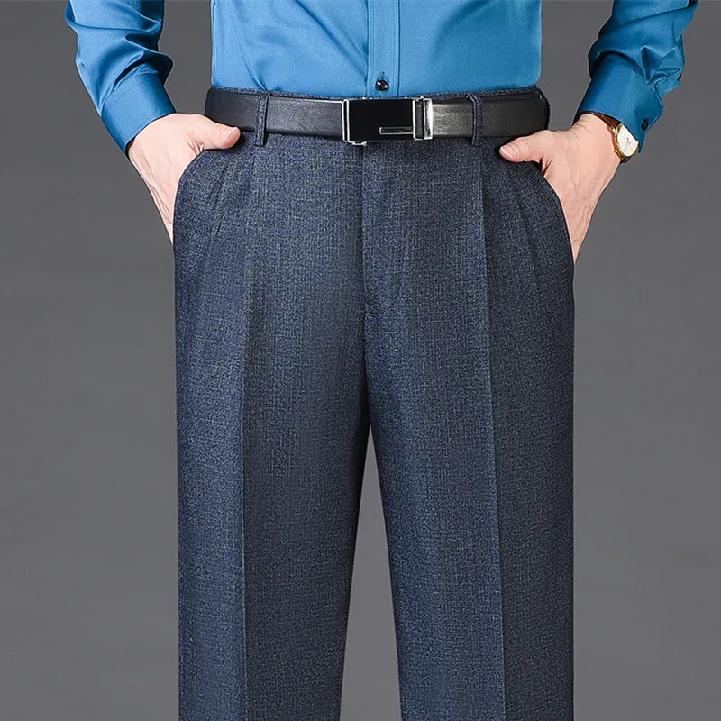 High Waist Wool Cashmere Suit Pants Men Double Pleated Winter Autumn Dress Trousers for Male Formal Business Size 29-50 52 54 56