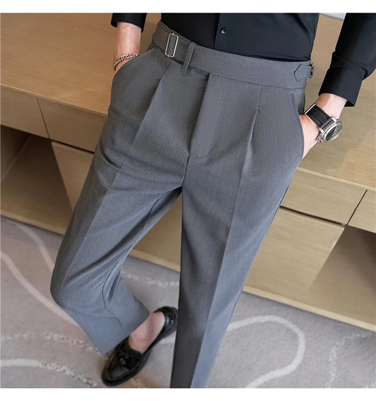 Men Suit Pants Trousers 2023 Autumn New British Style Stretch Slim Formal Pantalone Hombre Solid Casual Dress Pants Men Clothing
