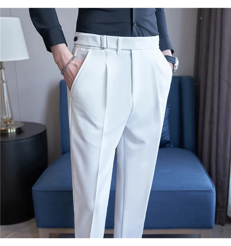 Men Suit Pants Trousers 2023 Autumn New British Style Stretch Slim Formal Pantalone Hombre Solid Casual Dress Pants Men Clothing