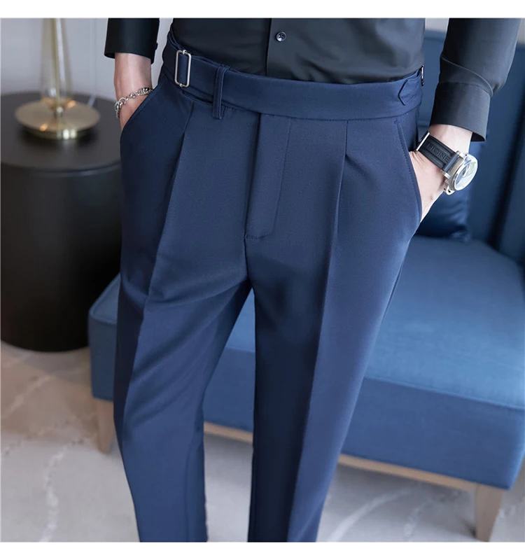 Men Suit Pants Trousers 2023 Autumn New British Style Stretch Slim Formal Pantalone Hombre Solid Casual Dress Pants Men Clothing