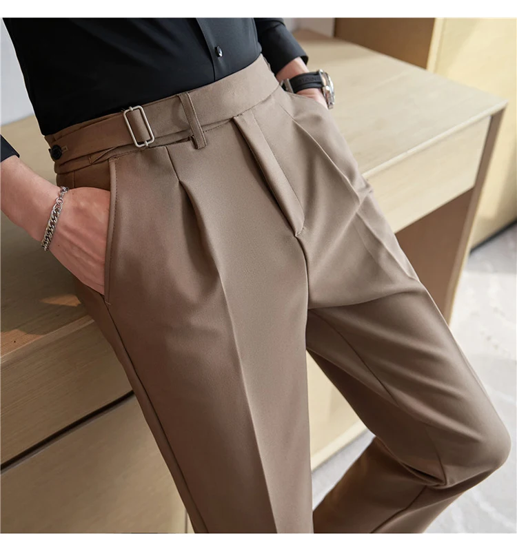 Men Suit Pants Trousers 2023 Autumn New British Style Stretch Slim Formal Pantalone Hombre Solid Casual Dress Pants Men Clothing