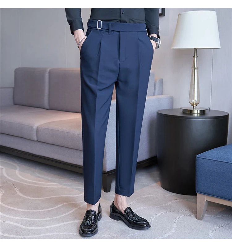 Men Suit Pants Trousers 2023 Autumn New British Style Stretch Slim Formal Pantalone Hombre Solid Casual Dress Pants Men Clothing
