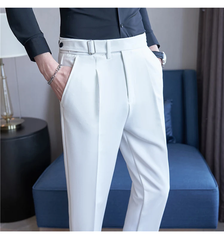 Men Suit Pants Trousers 2023 Autumn New British Style Stretch Slim Formal Pantalone Hombre Solid Casual Dress Pants Men Clothing