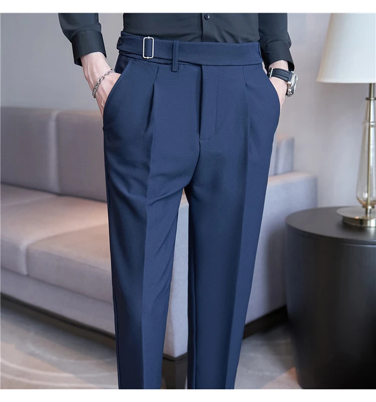 Men Suit Pants Trousers 2023 Autumn New British Style Stretch Slim Formal Pantalone Hombre Solid Casual Dress Pants Men Clothing