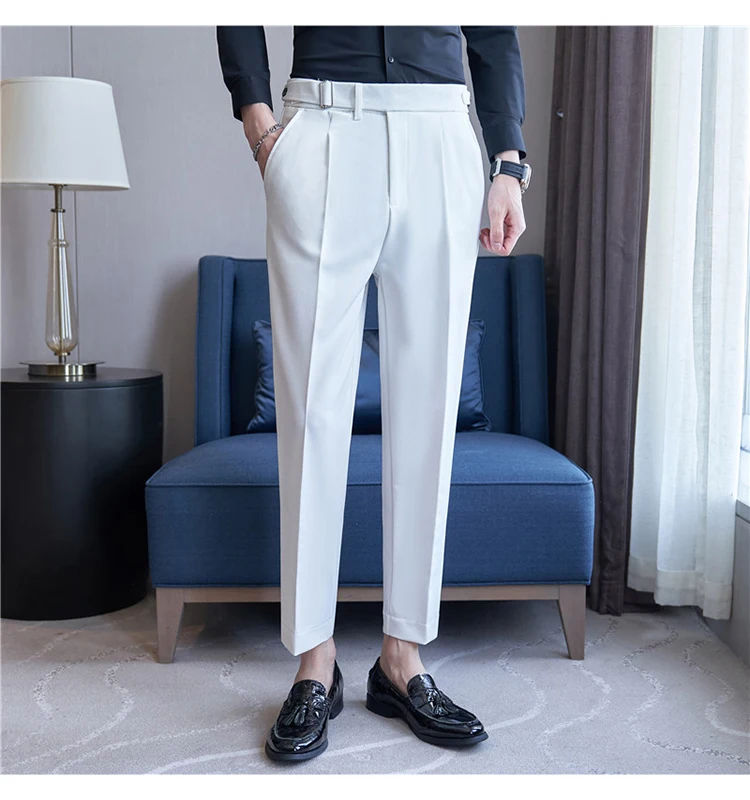 Men Suit Pants Trousers 2023 Autumn New British Style Stretch Slim Formal Pantalone Hombre Solid Casual Dress Pants Men Clothing