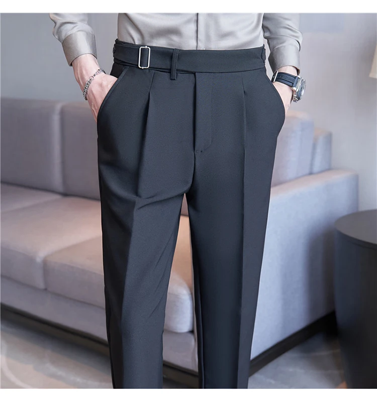 Men Suit Pants Trousers 2023 Autumn New British Style Stretch Slim Formal Pantalone Hombre Solid Casual Dress Pants Men Clothing