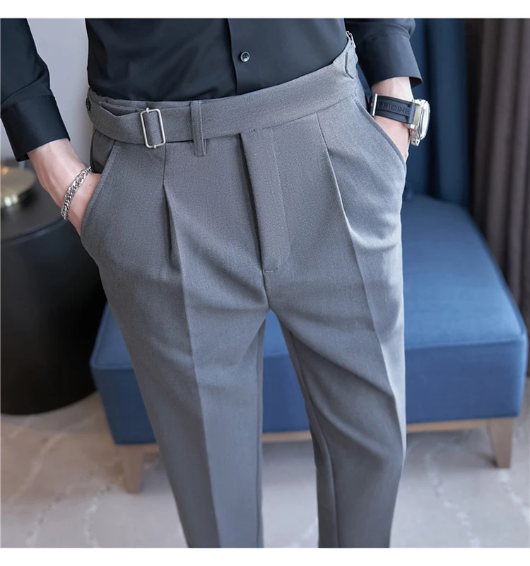 Men Suit Pants Trousers 2023 Autumn New British Style Stretch Slim Formal Pantalone Hombre Solid Casual Dress Pants Men Clothing