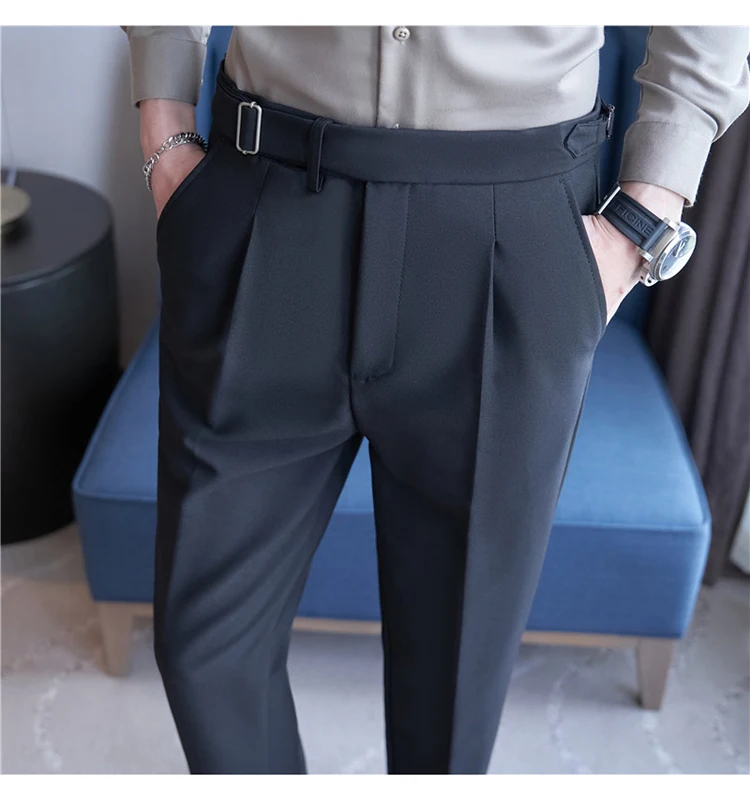 Men Suit Pants Trousers 2023 Autumn New British Style Stretch Slim Formal Pantalone Hombre Solid Casual Dress Pants Men Clothing