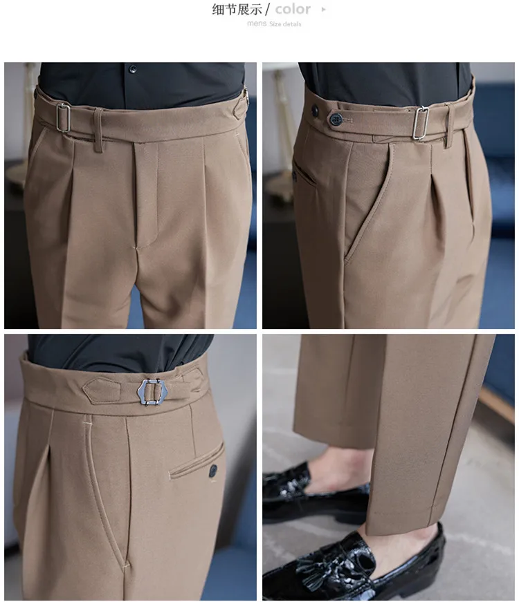 Men Suit Pants Trousers 2023 Autumn New British Style Stretch Slim Formal Pantalone Hombre Solid Casual Dress Pants Men Clothing