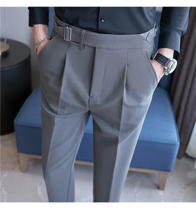 Men Suit Pants Trousers 2023 Autumn New British Style Stretch Slim Formal Pantalone Hombre Solid Casual Dress Pants Men Clothing