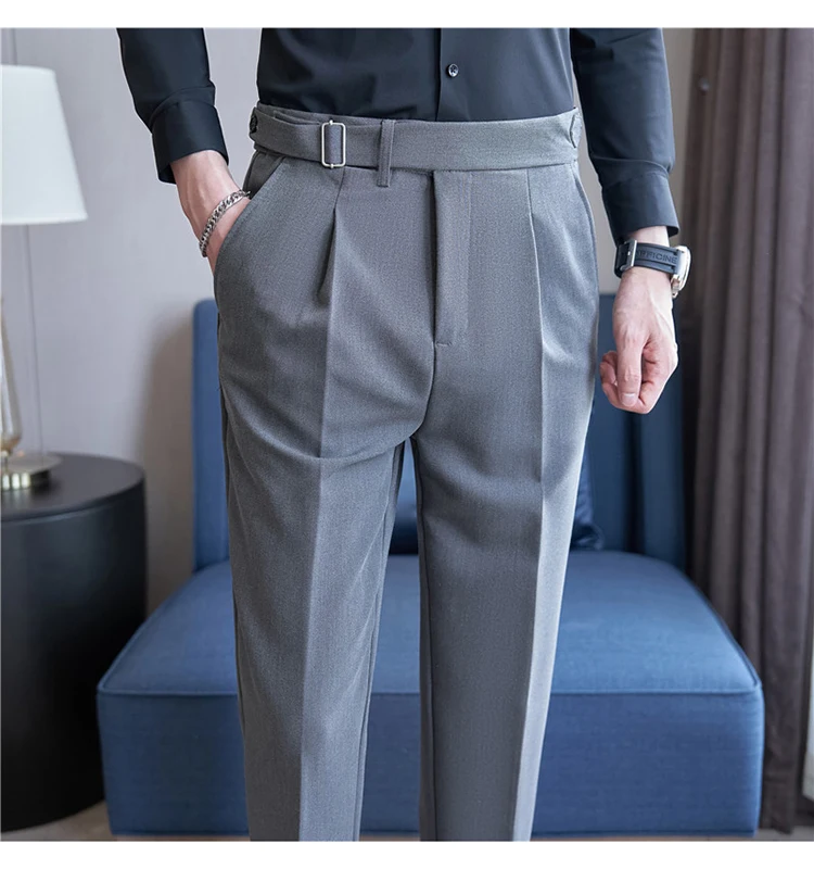 Men Suit Pants Trousers 2023 Autumn New British Style Stretch Slim Formal Pantalone Hombre Solid Casual Dress Pants Men Clothing
