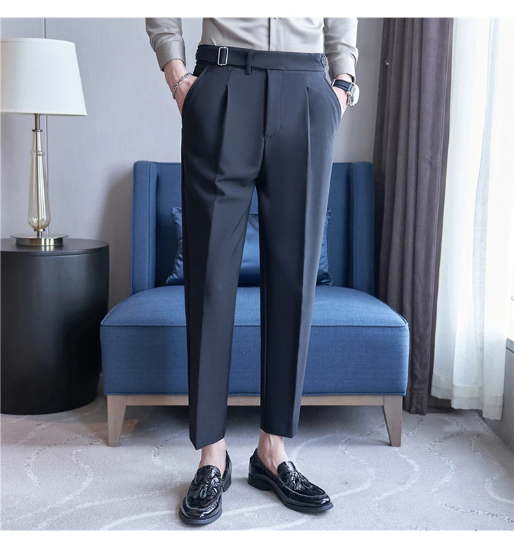Men Suit Pants Trousers 2023 Autumn New British Style Stretch Slim Formal Pantalone Hombre Solid Casual Dress Pants Men Clothing