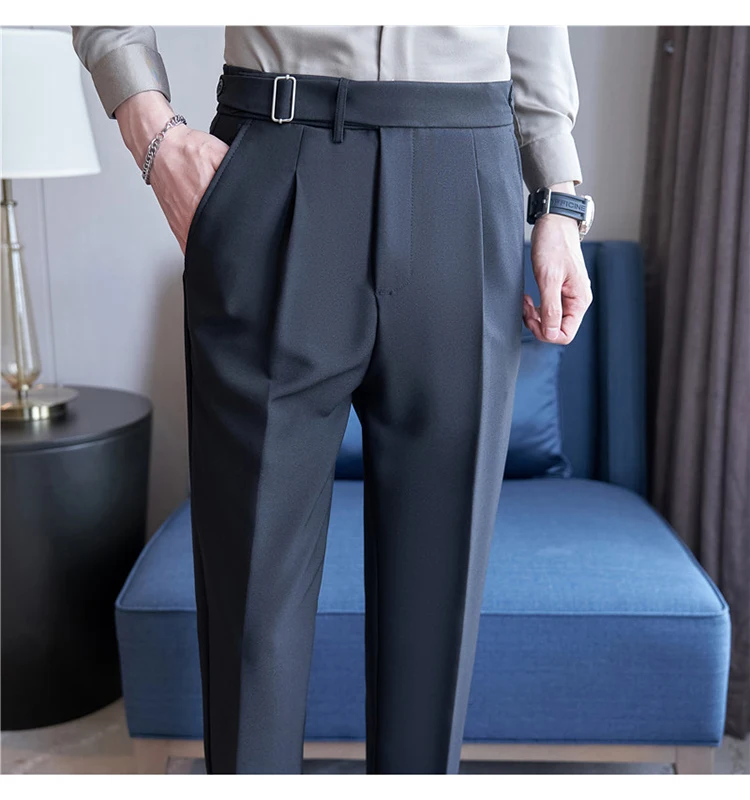 Men Suit Pants Trousers 2023 Autumn New British Style Stretch Slim Formal Pantalone Hombre Solid Casual Dress Pants Men Clothing