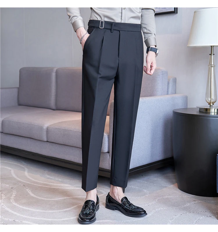 Men Suit Pants Trousers 2023 Autumn New British Style Stretch Slim Formal Pantalone Hombre Solid Casual Dress Pants Men Clothing