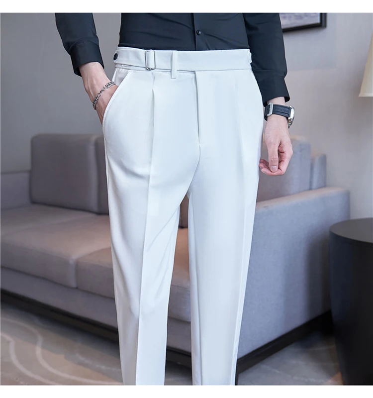 Men Suit Pants Trousers 2023 Autumn New British Style Stretch Slim Formal Pantalone Hombre Solid Casual Dress Pants Men Clothing