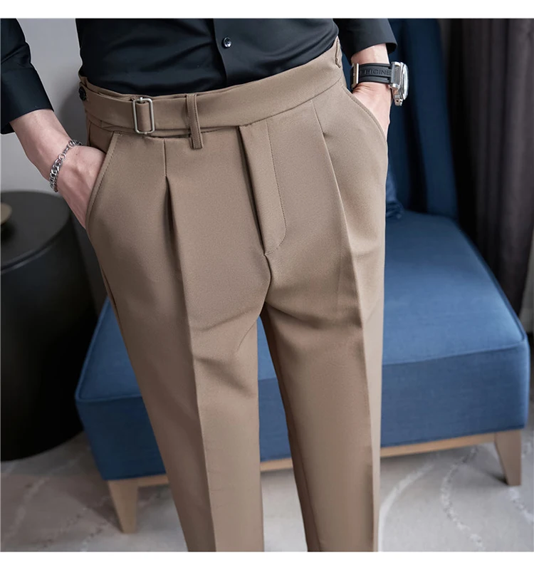 Men Suit Pants Trousers 2023 Autumn New British Style Stretch Slim Formal Pantalone Hombre Solid Casual Dress Pants Men Clothing