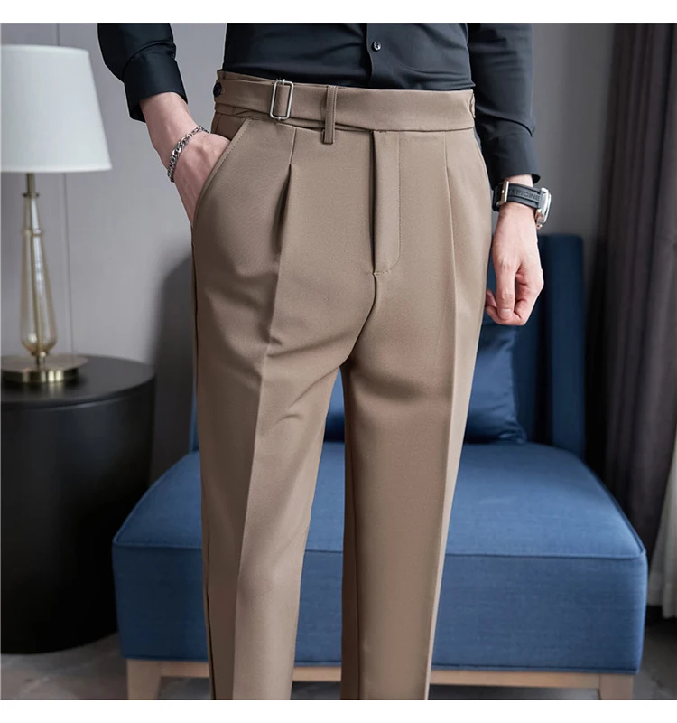 Men Suit Pants Trousers 2023 Autumn New British Style Stretch Slim Formal Pantalone Hombre Solid Casual Dress Pants Men Clothing