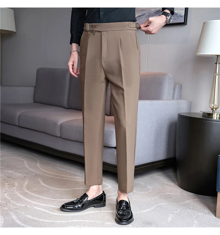 Men Suit Pants Trousers 2023 Autumn New British Style Stretch Slim Formal Pantalone Hombre Solid Casual Dress Pants Men Clothing