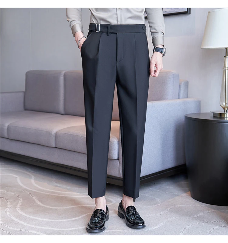 Men Suit Pants Trousers 2023 Autumn New British Style Stretch Slim Formal Pantalone Hombre Solid Casual Dress Pants Men Clothing