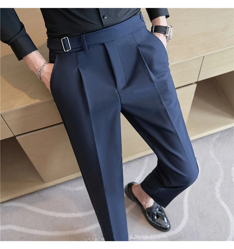 Men Suit Pants Trousers 2023 Autumn New British Style Stretch Slim Formal Pantalone Hombre Solid Casual Dress Pants Men Clothing