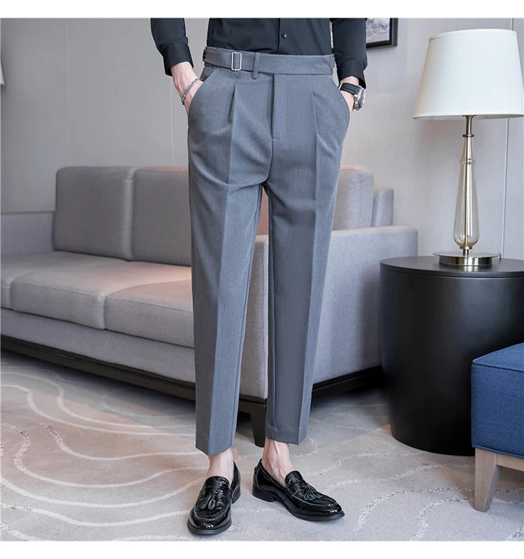 Men Suit Pants Trousers 2023 Autumn New British Style Stretch Slim Formal Pantalone Hombre Solid Casual Dress Pants Men Clothing