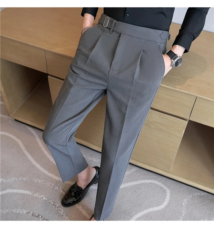 Men Suit Pants Trousers 2023 Autumn New British Style Stretch Slim Formal Pantalone Hombre Solid Casual Dress Pants Men Clothing