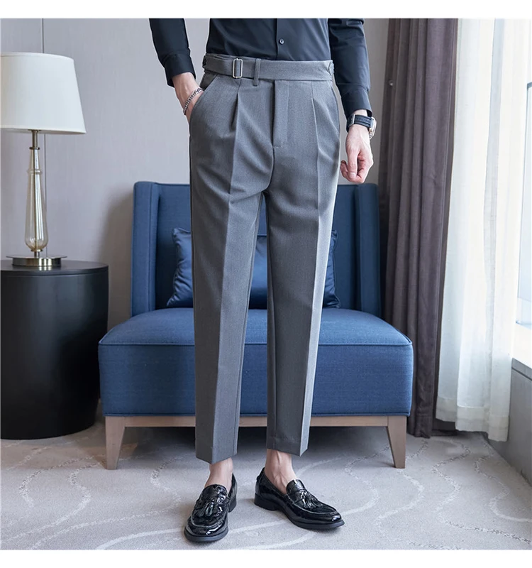 Men Suit Pants Trousers 2023 Autumn New British Style Stretch Slim Formal Pantalone Hombre Solid Casual Dress Pants Men Clothing