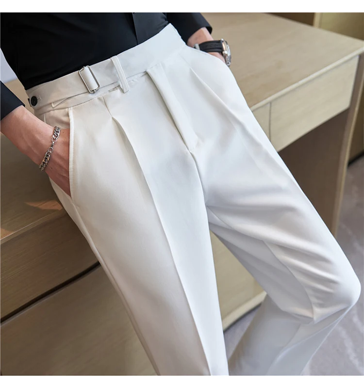 Men Suit Pants Trousers 2023 Autumn New British Style Stretch Slim Formal Pantalone Hombre Solid Casual Dress Pants Men Clothing