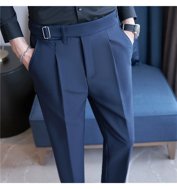 Men Suit Pants Trousers 2023 Autumn New British Style Stretch Slim Formal Pantalone Hombre Solid Casual Dress Pants Men Clothing